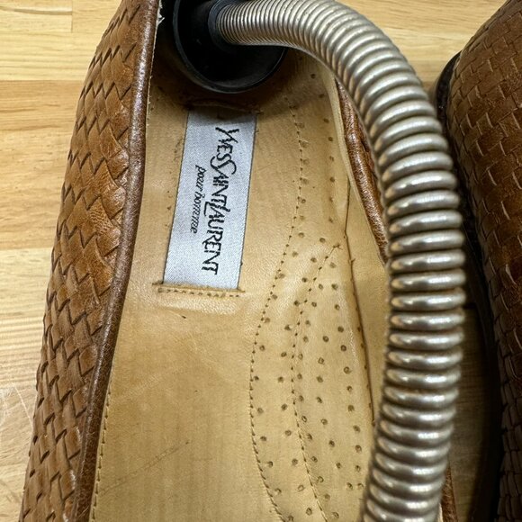 Yves Saint Laurent Tan Woven Leather Slip-On Loafers main image 4